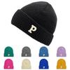 Winter Student Knit Beanie With Letter Embroidery For Couples Cold Weather Fashion Characters Included)