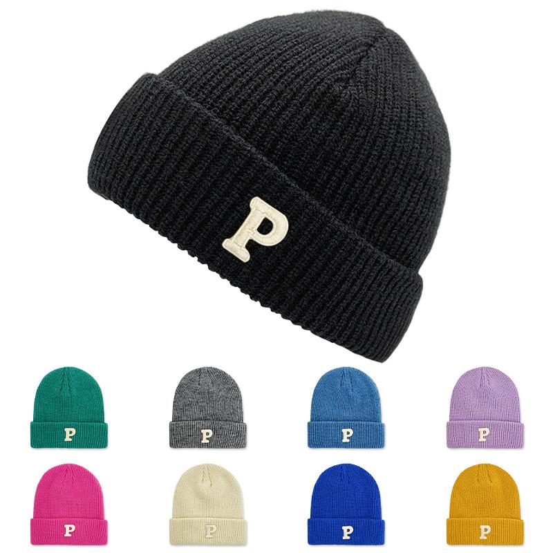 Winter Student Knit Beanie With Letter Embroidery For Couples Cold Weather Fashion Characters Included)