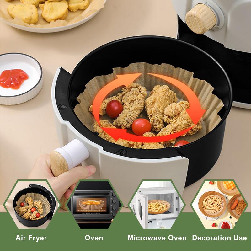 50/100Pcs Air Fryer Disposable Paper Liner Non-Stick Barbecue Plate Round Oven Pan Pad  for Air Fryer Micro-Wave