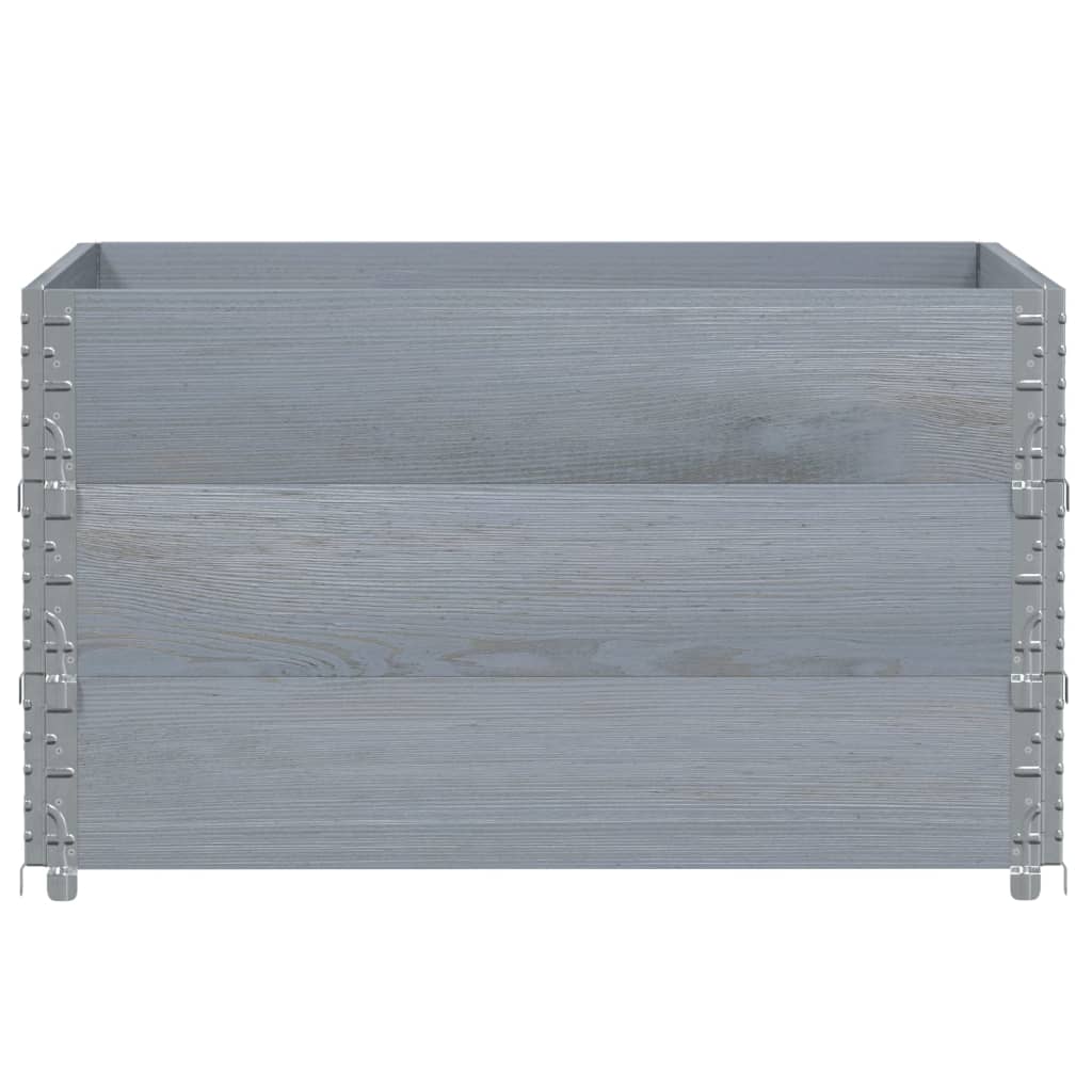 Pallet Top Frame Set 3 Pcs Grey 100x100 Cm Solid Pine Wood