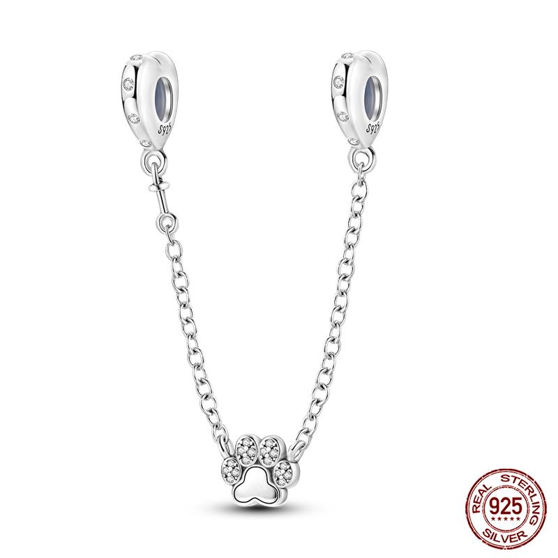 Real 925 Silver Stars & Moon Sunflower Safety Chains Spacer Beads Charms Fit Qikaola 925 Bracelets DIY Jewelry