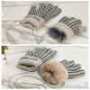 Thickened Striped Gloves Wool Winter Velvet Mittens Retro Knitted Gloves  Outdoor