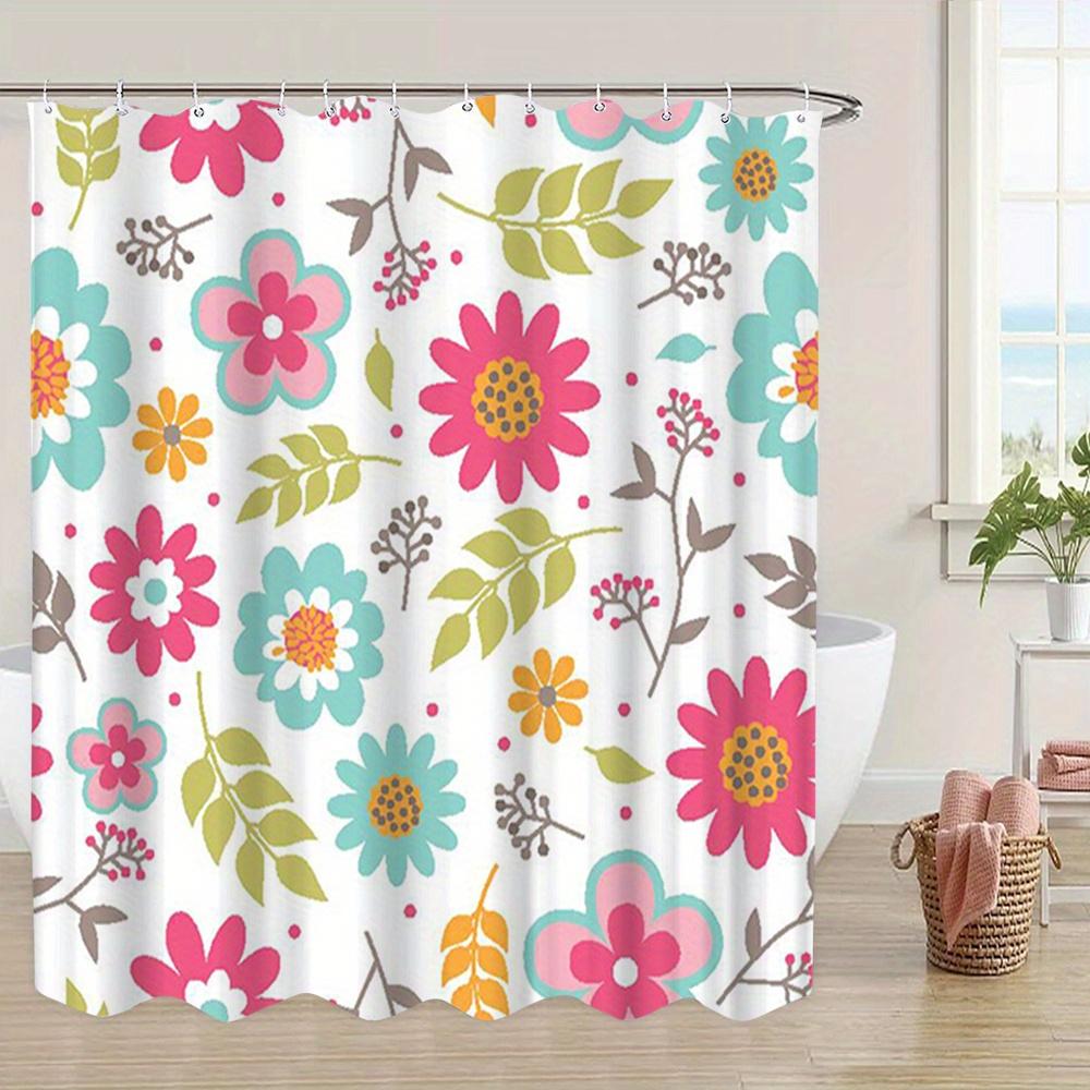 Vibrant Floral Shower Curtain: Embrace the Colorful Flower Design, Soft Fabric, and Playful Vibes for Your Lively Bathroom