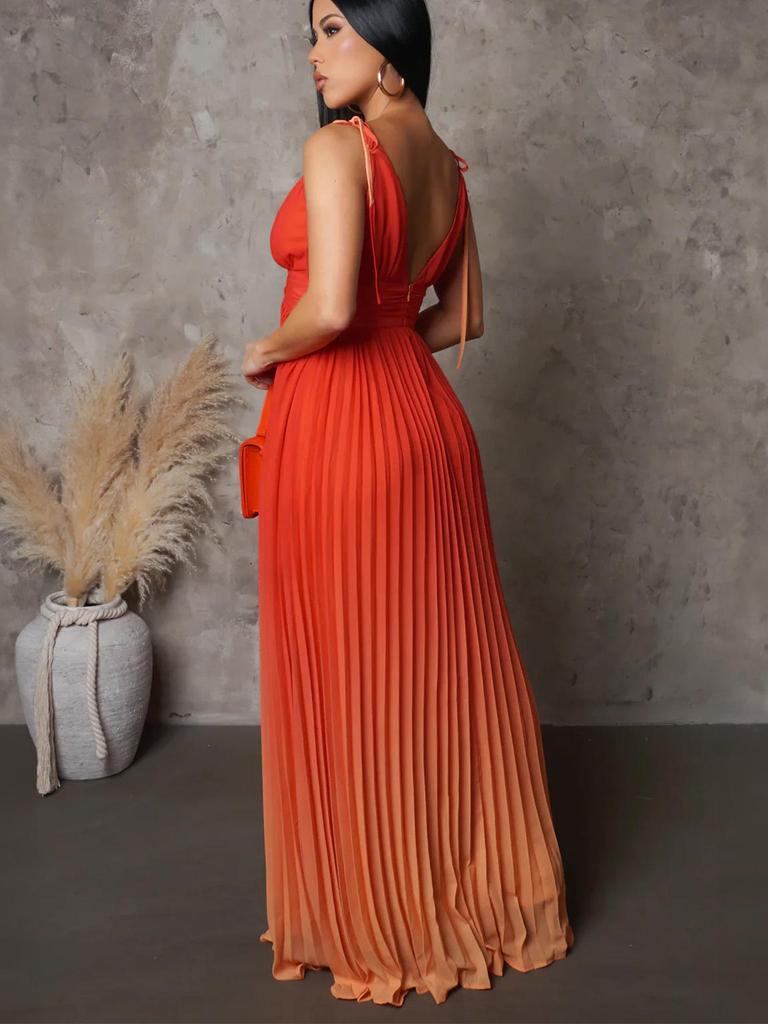2025 Summer Gradient Strappy Backless Long Dress