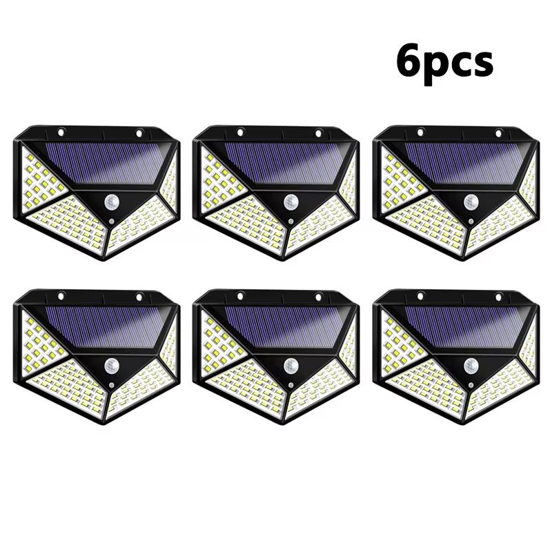 1/2/4/6Pcs 100 LED Outdoor Solar Lights PIR Motion Sensor Waterproof Solar Powered Sunlight Light for Outdoor Garden Lighting