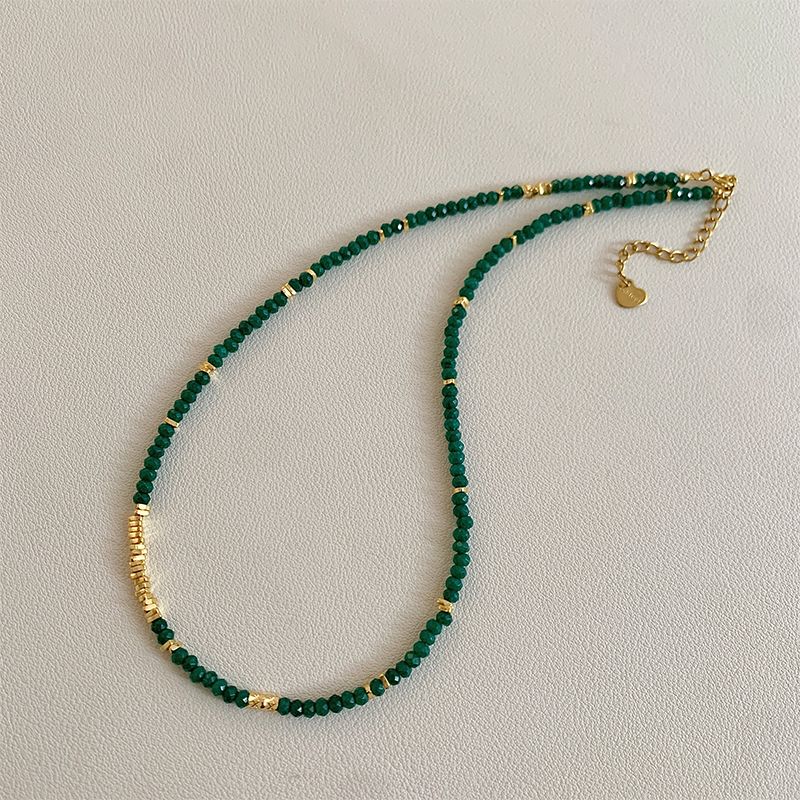 

Grandma Green High-Grade Beaded Necklace Women 2025 New Light Luxury Niche Design Choker Necklace Accessories Emerald Beaded Necklace