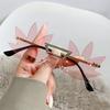European and American new frameless funny sunglasses ball party fashion maple leaf sunglasses women's glasses trend