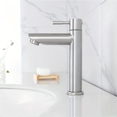1 adet, Havza Musluğu, Banyo Lavabosu Paslanmaz Çelik Musluk, Tek Soğuk Su Musluğu