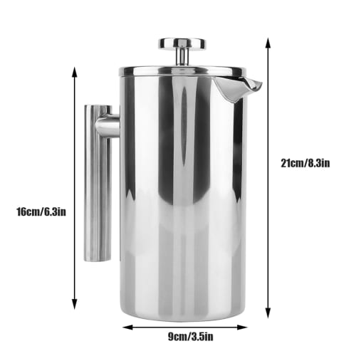 Vbestlife French Press Double-Walled Stainless Steel Coffee Maker, Coffee/Tea Maker Pot for Home, Office, or Coffee House (800ML)