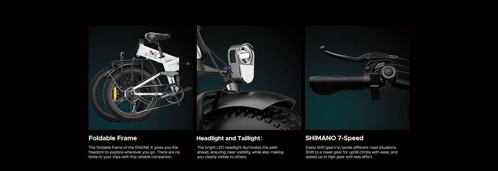 ENGWE Engine X Off-Road E-Bike – 250W Motor, 120km Range, 20x4.0 Wide Tyres and Shimano 7-speed Gearbox for City and Off-road Riding