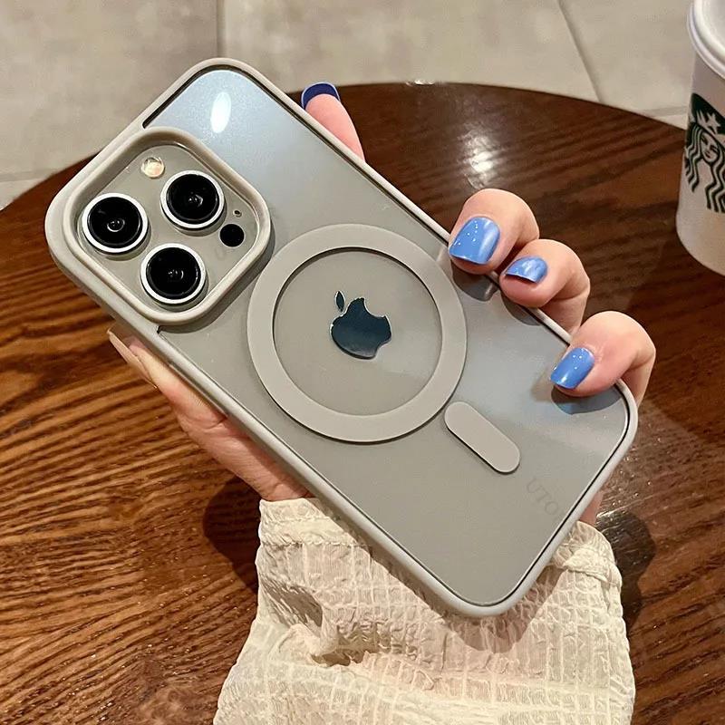 Luxury Hard Acrylic Shockproof Protect Case For iPhone16 15 14 13 11 12 Pro Max Plus Magsafe Magnetic Transparent Antiskid Cover