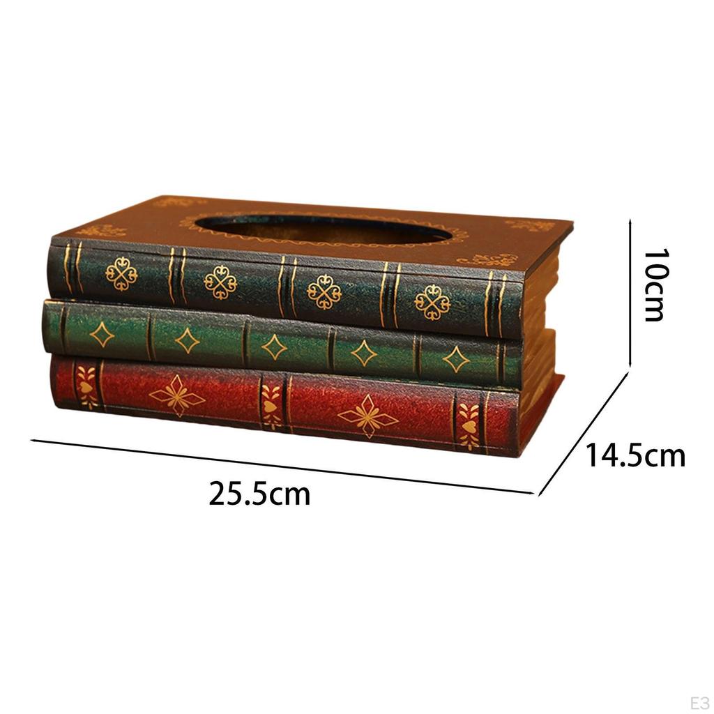 Pudełko na chusteczki w stylu antycznej książki 10x5,7x4 cala do użytku samochodowego, akcesorium, ręcznie robione