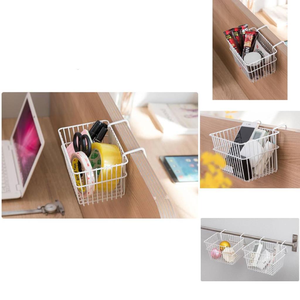 Modern Minimalist Iron Storage Basket For Remote Controls And Stationery In White
