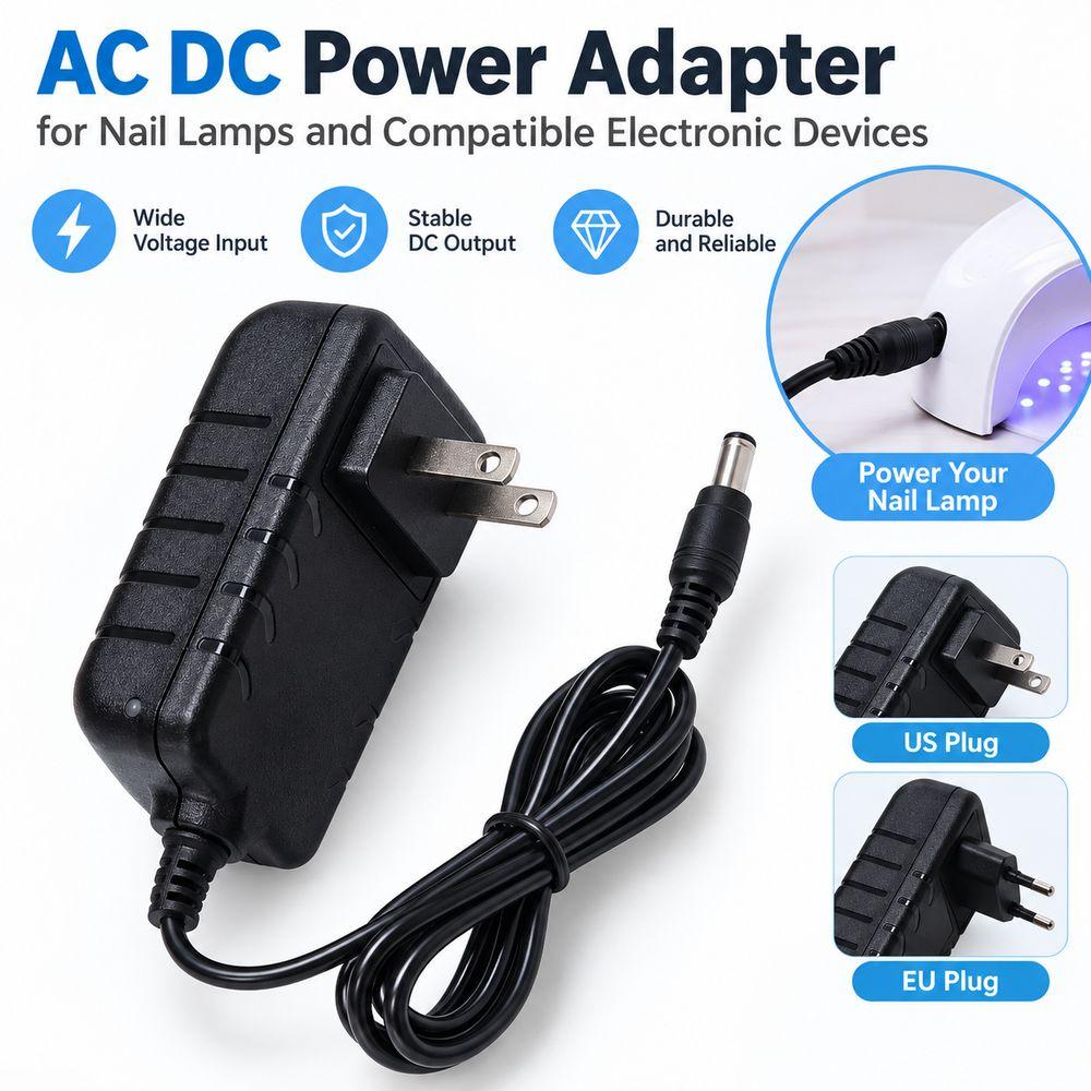 24V 2A Nail Lamp Power Adapter Regulated Output AC DC Adapter  Nail Salon Supplies