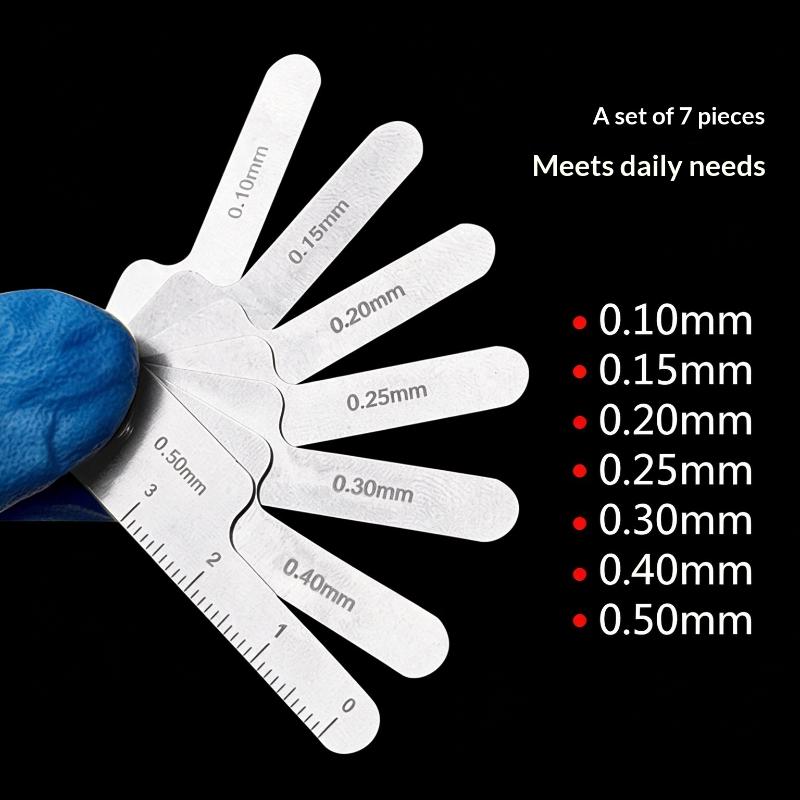 7 Blades Stainless Steel Dental Feeler Gauge Metric Scale Gap Ruler