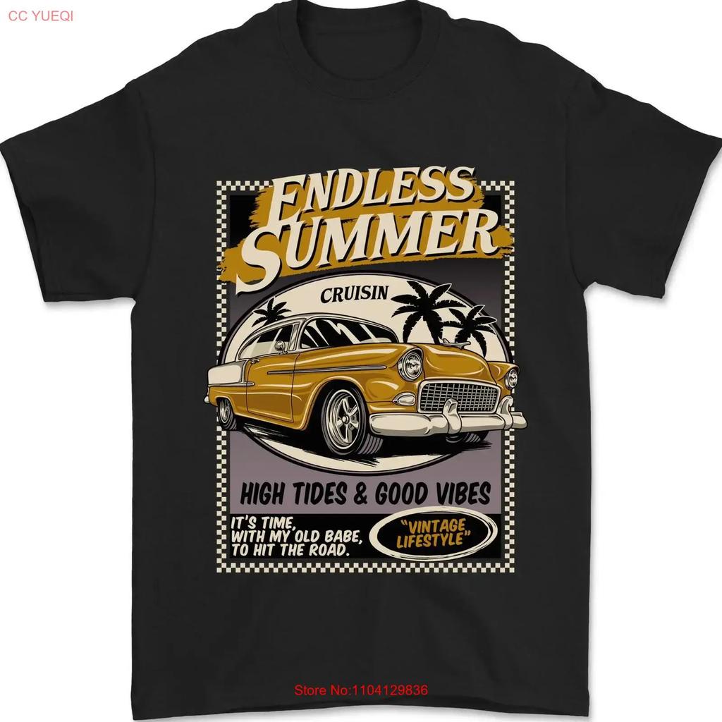 Endless Summer American Muscle Car Surfing Unisexs T Shirt 100 Cotton Vintage Top For Everyday Wear Homme Casual Graphic