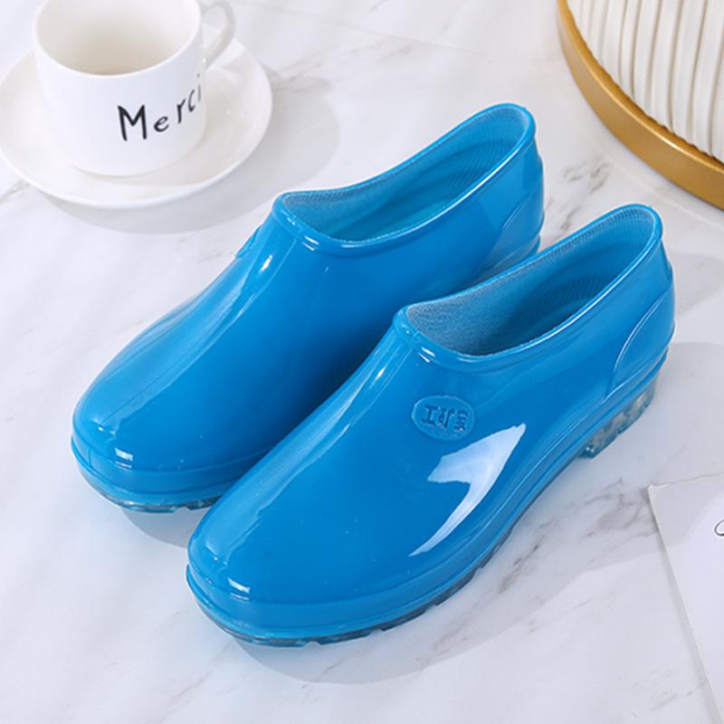 Low-top Rain Boots Women's Fashion Adult Outer Rain Shoes Water Boots Non-slip Waterproof Shoes Light-mouth Rubber Shoes Kitchen Summer