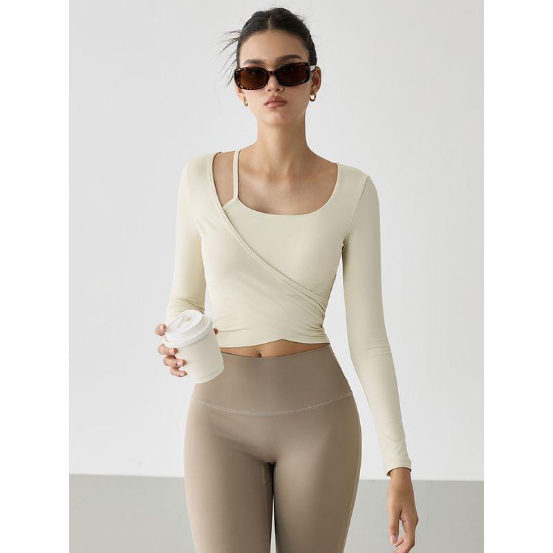 Mitaogirl Kendall With Chest Pad Yoga Clothes Top Women Slimming Running Sports T-shirt Professional Training Workout Clothes