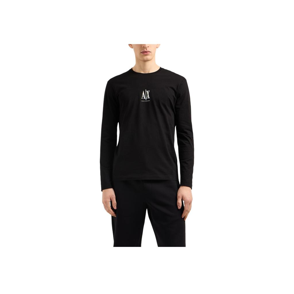 Emporio Armani Logo Embroidered Crew Neck Long Sleeve T-Shirt Men tops Black XM000364-AF12308-UC001