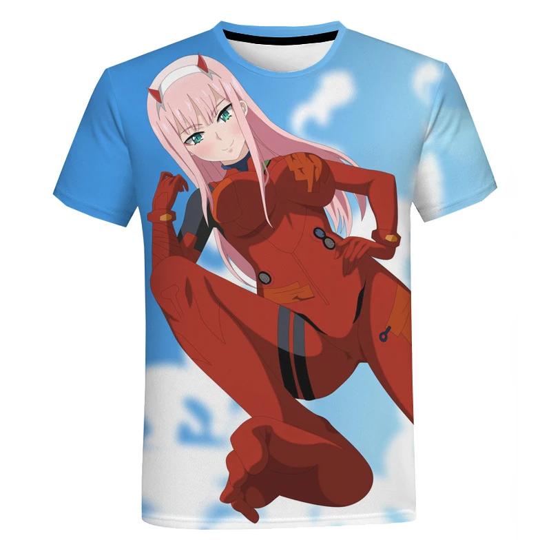 Dear In France 3D Printed T-shirt Anime Zero Two Fashion Oversized Short Sleeve T-shirt Sports Trend High Quality Top Clothing