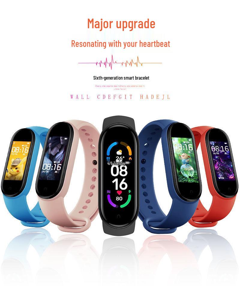 M6 Smart Bracelet: Heart Rate, Blood Pressure, Bluetooth, Pedometer, Music, Weather, Sleep Monitoring.