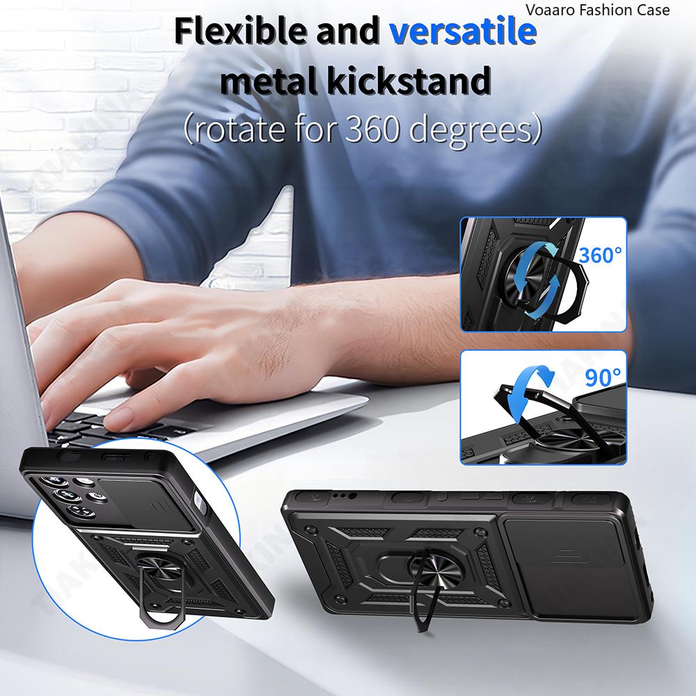 Slide Lens Armor Funda for ZTE nubia RedMagic 10 Pro 5G Case for ZTE nubia RedMagic 10 Pro 5G Case Magnetic Ring Stand Cover
