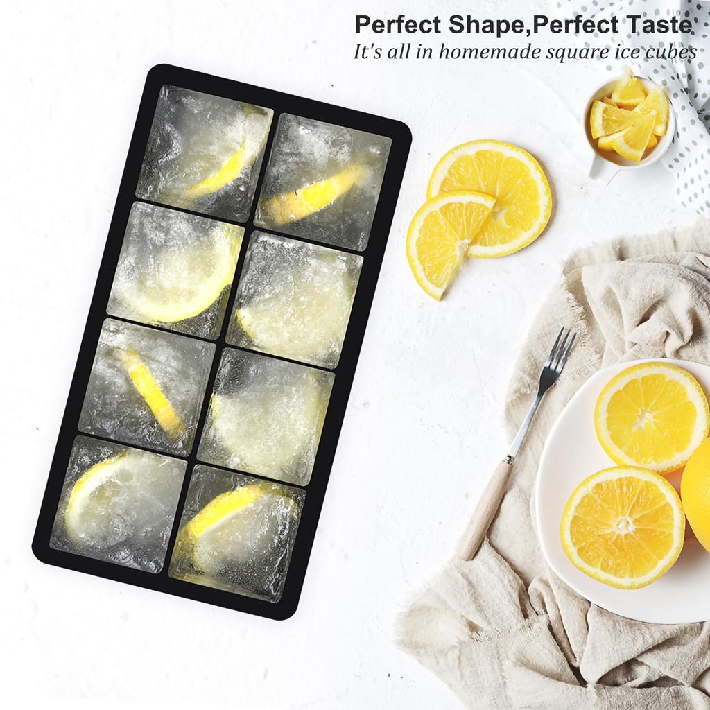 4/6/8/15 Grids Ice Cube Molds Food Grade Silicone Ice Cube Flexible Ice Molds with Lids Big Square Cubed Ice Trays for Whiskey 5