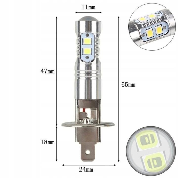 2X Żarówka Led H1 Biała 6000K 3600Lm Canbus 50000H 20W 12-16V Bardzo Mocne
