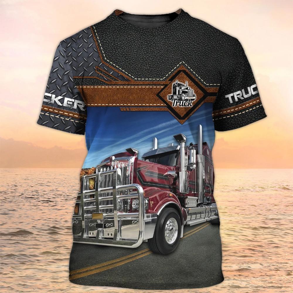 Trucker T-Shirts Trucking 3D Print Men's O-Neck Short Sleeve Street Truck Harajuku Clothing