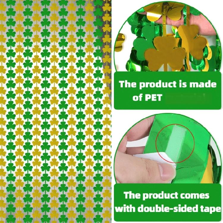 Stylish Shamrock Tinsel Curtain for Holiday Decorations Elegant Clovers Rain Silk Curtain Irish Festival Party Supplies