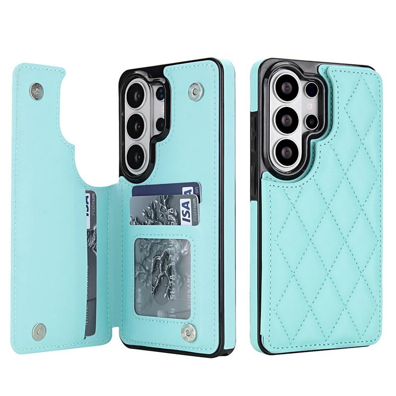 Luxury Mesh Leather Card Slots Wallet Case For Samsung Galaxy S26 Ultra S25 FE S24 S23 S22 Plus S21 FE A53 A54 A55 A56 A57 5G Card Holder Back Cover