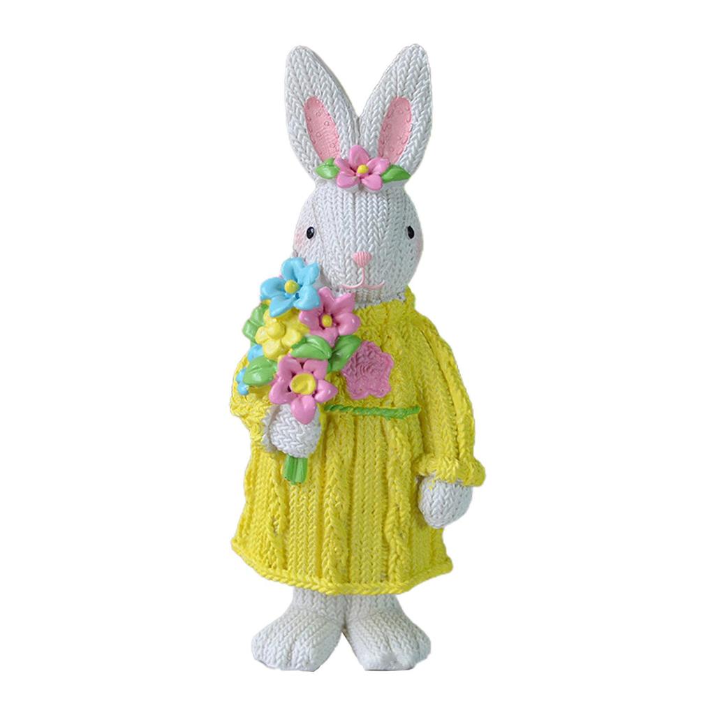 Easter Bunny Figurine Resin Woven Rabbit Ornament Desk Decoration Festival for Children Day Birthday Wedding Gift Supply