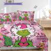 1 ST Grinch patroon Beddengoed Dekbed Set Dekbedovertrek Kussensloop Huisdecoratie Verjaardagscadeau (1 dekbedovertrek + 2 kussenslopen, zonder binnenkussen)