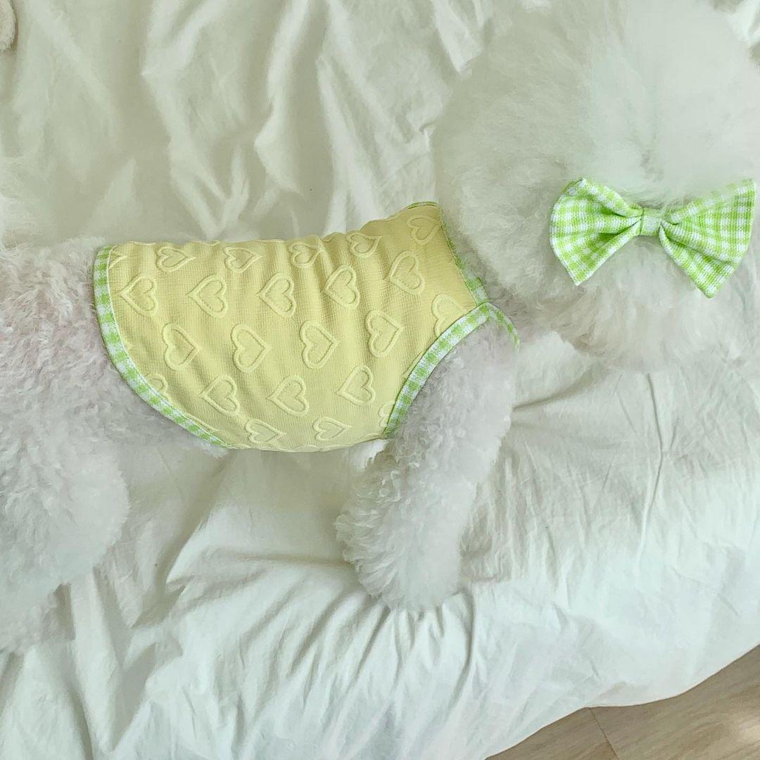 

Летняя одежда для собак с бантом, дышащая одежда для щенков, пальто для домашних животных, жилет для маленьких собак, тонкая одежда, летняя одежда для кошек XL жёлтый