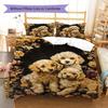 Cute Puppy Dogs Pattern Bedding Quilt Set Quilt Cover Pillowcase Home Decoration Birthday Gift (1 * Duvet Cover + 2 * Pillowcase, Without Core)