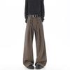 Vintage Money Coin Style Double-Breasted A-Line Trousers Men Women Cleanfit Loose Wide Leg Casual Pants