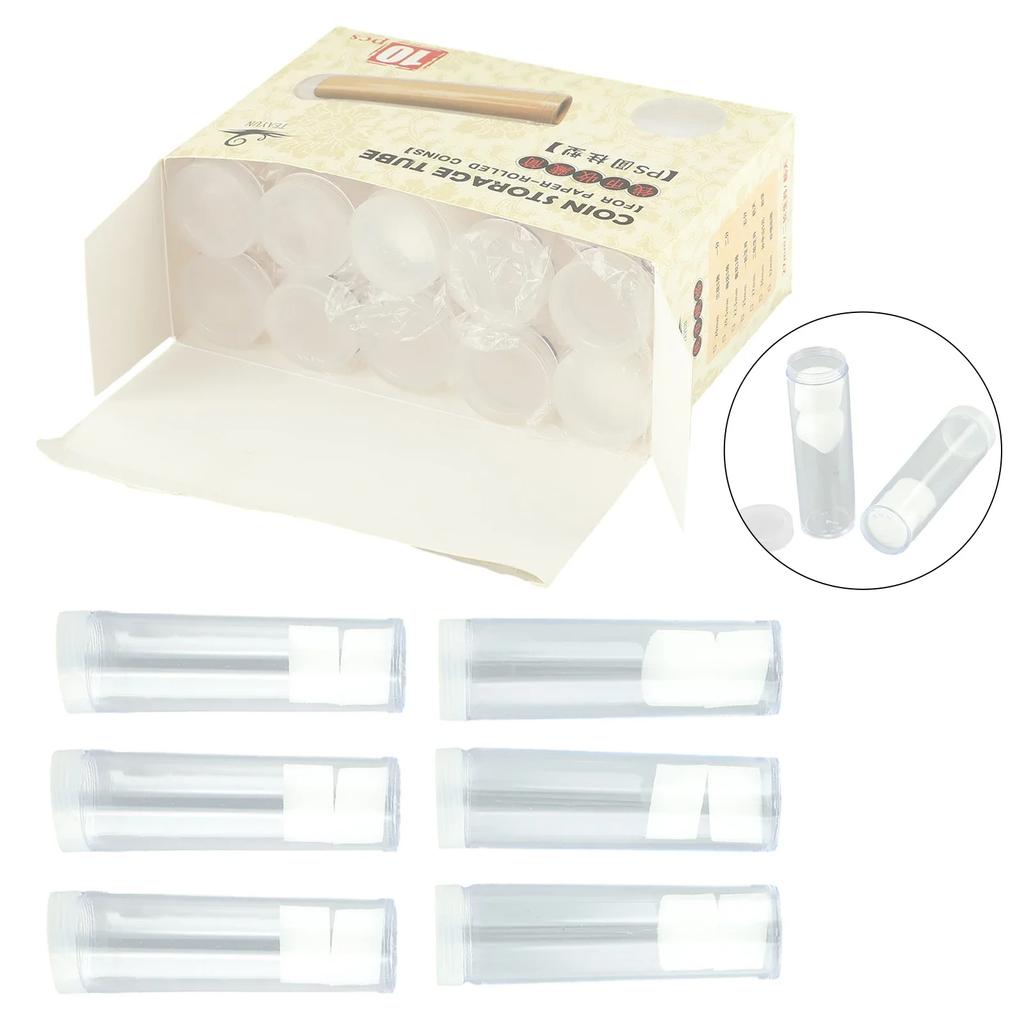 10 stuks 27/30 mm Transparante Plastic Rol Munten Opbergbuis Beschermende Buis Houder Munten Verzamelen Beschermen Organiser Grootware Gereedschap