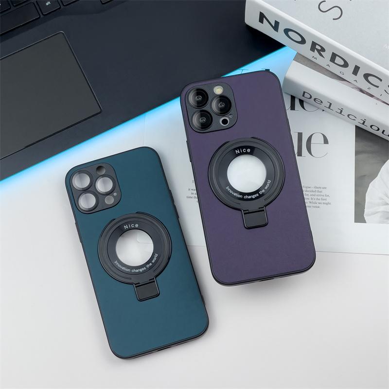 Custodia con supporto per anello in pelle per iPhone 14 Pro Max per iPhone 11 12 13 Pro 14Plus Staffa antiurto Shell Ricarica wireless