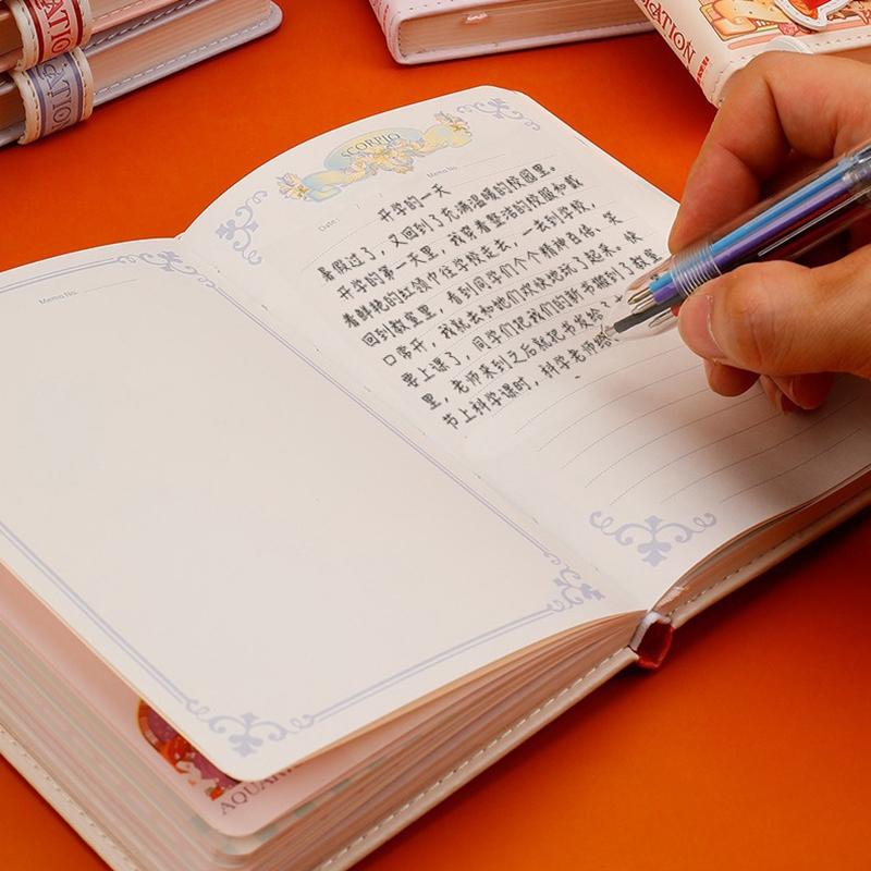 Pen Notatbok Fargeside Illustrasjon Mykt Skinn Magnetisk Spenne Studentdagbok Innbundet Notisblokk