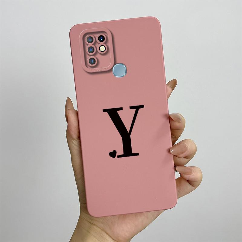 

For Infinix Hot 10 Phone Case Cute Initial Letters Liquid Silicon Soft Back Cover For Infinix Hot10 X682B X682C Shockproof Funda Infinix Hot 10