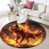 Flaming Wolf Round Area Rug,Carpet Rug for Living Room Bedroom Sofa Playroom Decor,Non-slip Floor Mat