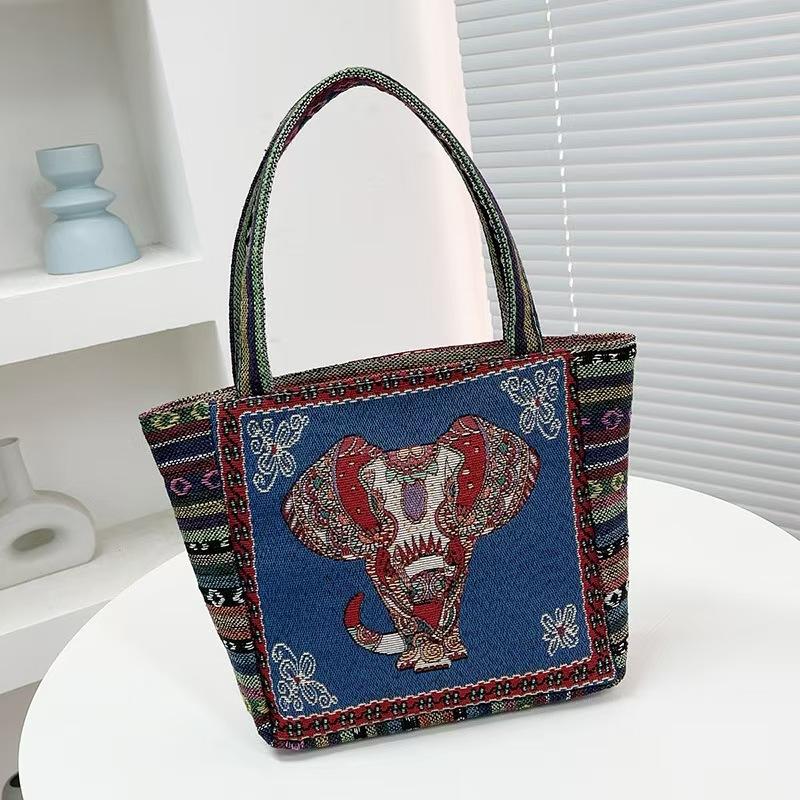 New Embroidery Work Tote Bag Student Canvas Tote Bag Medium Bag Female University Handbag Minority People