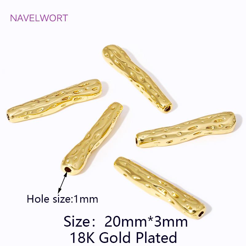 Позолоченные 18K Неправильные Трубчатые Бусины, Латунные Разделительные Бусины, Разделители Бусин, Для Фурнитуры для Изготовления Браслетов, Аксессуары Для Украшений 2 pieces