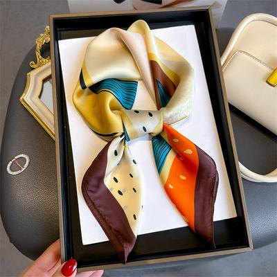 Spring Summer Women Elegance Silk Scarf 70X70cm Square Hijab Soft Headband Foulard Hairband Girl Foulard Neckerchief Ribbon
