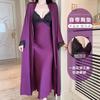 Women's Satin Lace Deep V Padded Long Sleep Dress with Robe Lounge Set
