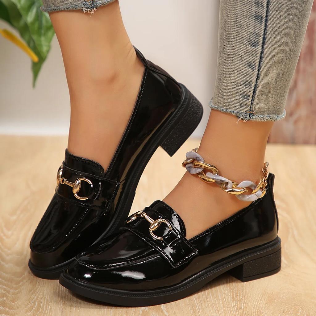 Fashion Plus Size 46 Women's Flat Shoes 2025 High-quality New Retro Round Toe Small Leather Shoes Comfortable Women's Square Root Shoes