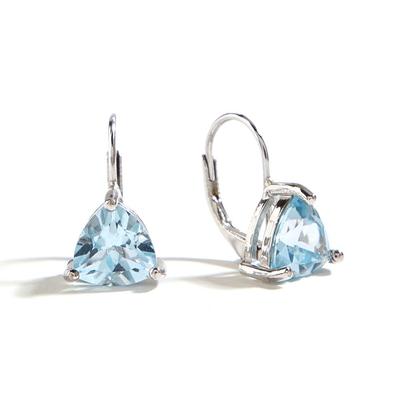 Orecchini a clip semplici in topazio azzurro naturale da 8,0 mm, in argento sterling 925, con pietre preziose pregiate, per donna, con scatola regalo