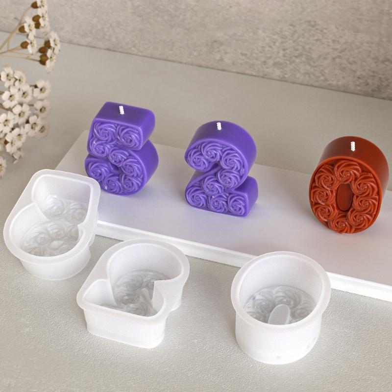 0-8 Rose Numbe Candle Mould Silicone Molds Scented Candle Molds Fondant Cake Moulds Castings Molds Plasters Molds