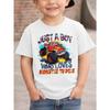 JUST A BOY WHO LOVES MONSTER TRUCKS" Truck Print Cool and Stylish T-Shirt