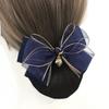 Vintage Simple Spring Clip Retro Elegant Cloth Mesh Snood Bow headwear Women Headdress Hairnet